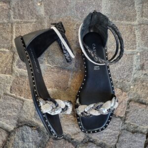 CAF&egrave;NOIR - sandali con strass e rafia