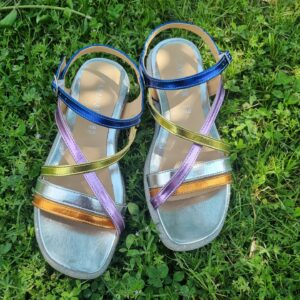 CAFèNOIR - Sandali fasce gilda in laminato sintetico multicolor