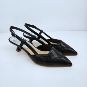 CAF&egrave;NOIR - D&eacute;collet&eacute; con laccio dietro con tomaia in pelle intrecciata nero