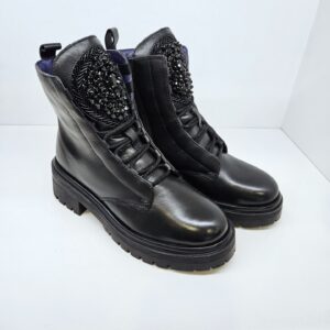 APEPAZZA - Anfibio in pelle con strass black