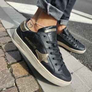 AMA BRAND - Sneaker in pelle black and gold