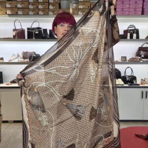 TWINSET - Kefiah con stampa catene cioccolato